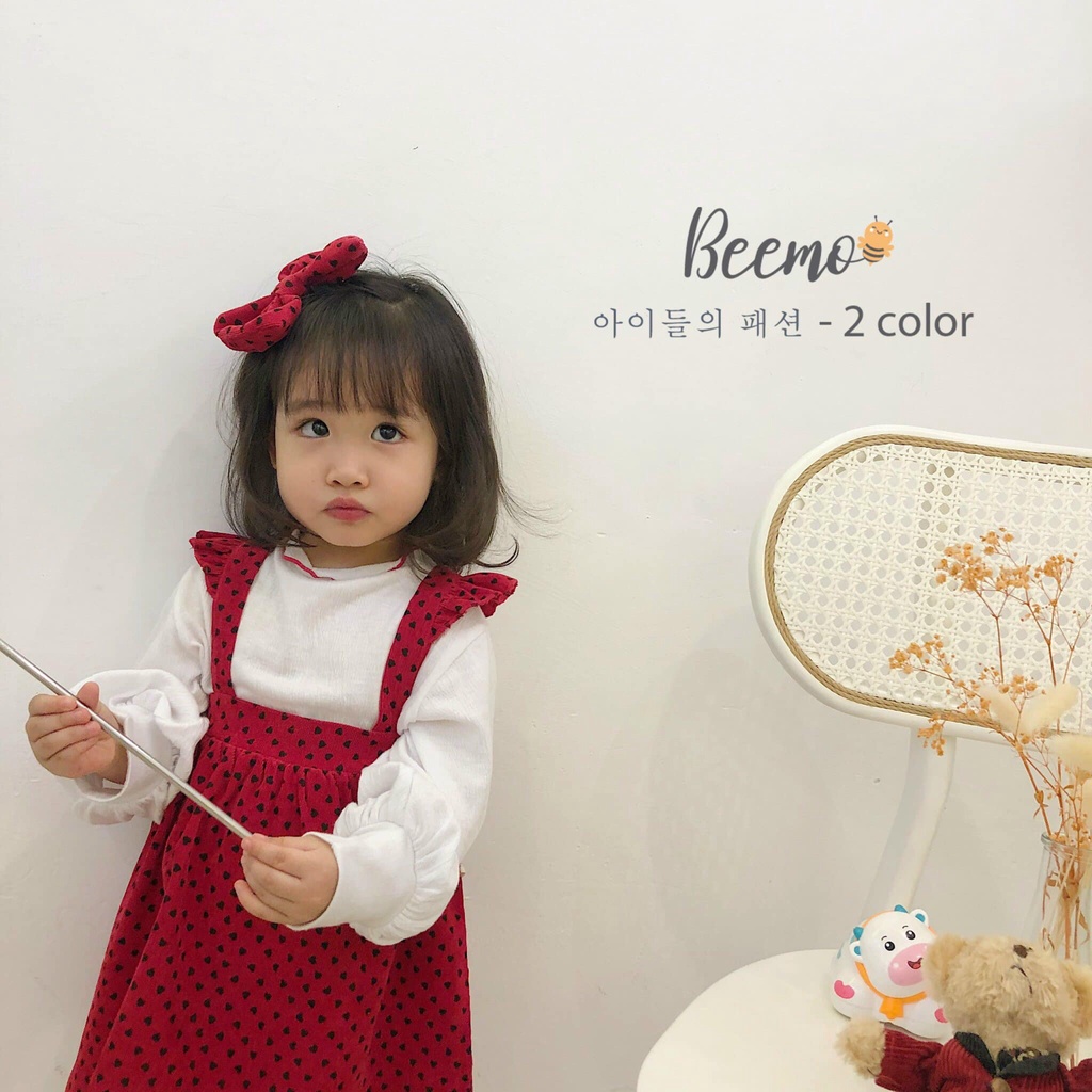 Set váy nhung tăm chấm bi 3 chi tiết