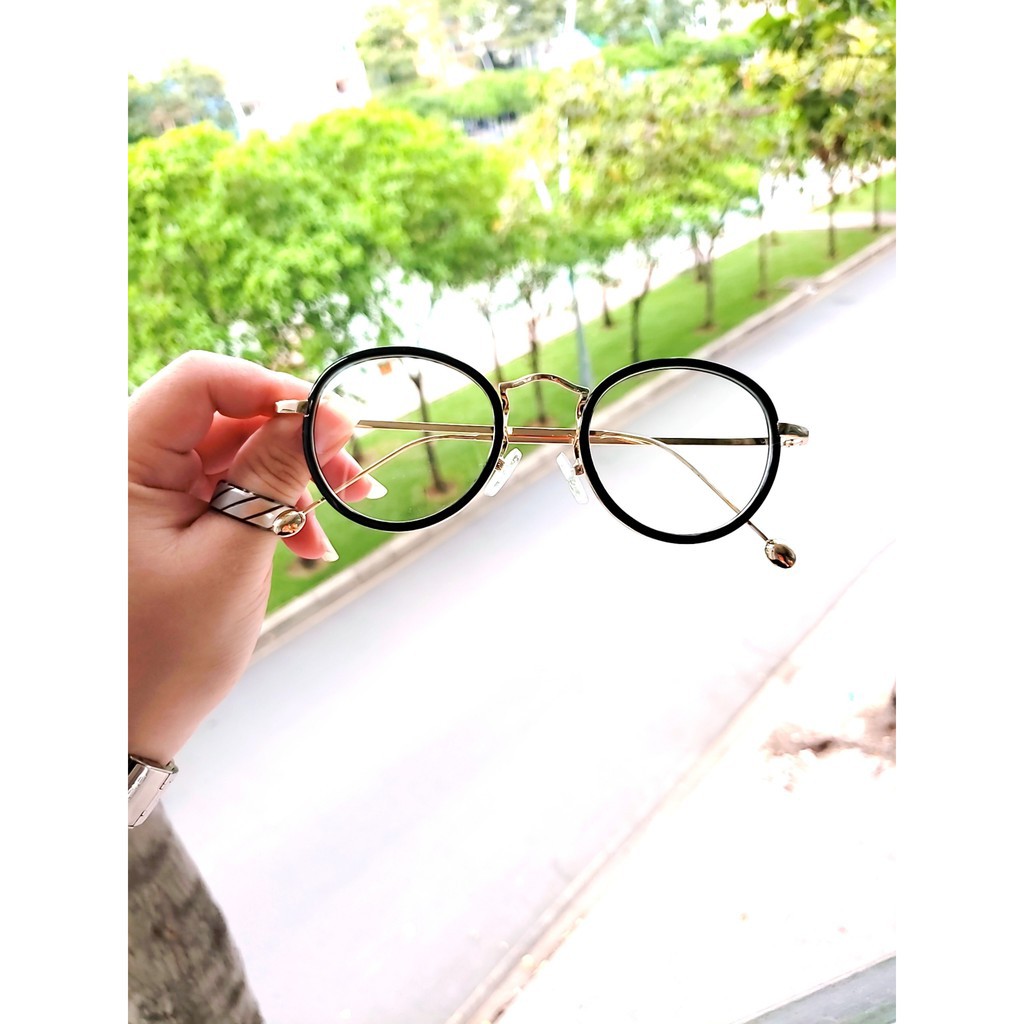 Gọng kính cận kim loại D13 phù hợp cả nam và nữ form mặt vuông, dài, góc cạnh kèm sẳn tròng 0 độ chống ánh sáng xanh | BigBuy360 - bigbuy360.vn