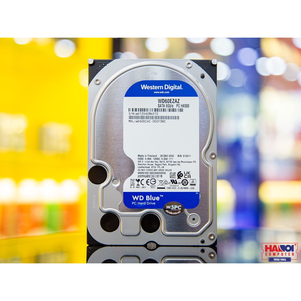 Ổ cứng HDD WD 6TB Blue 3.5 inch, 5400RPM, SATA, 256MB Cache (WD60EZAZ)