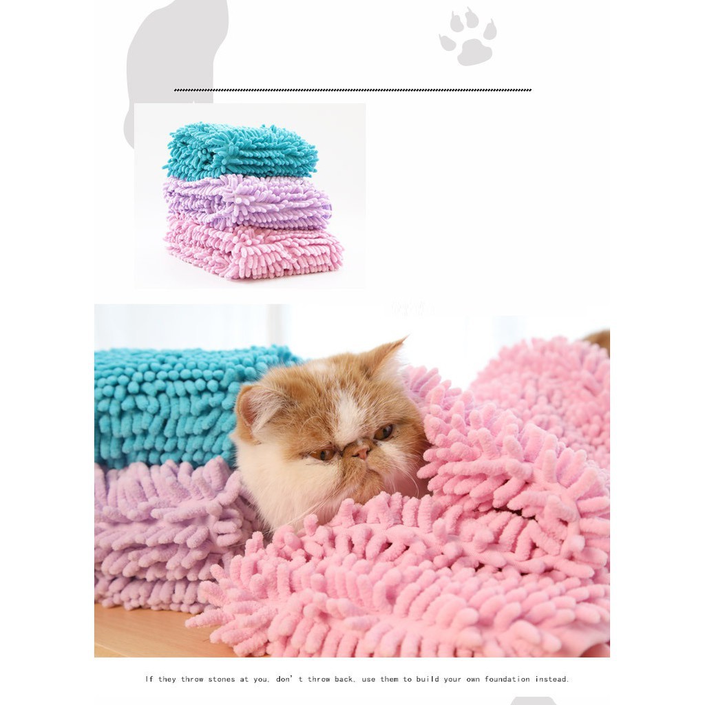 Khăn tắm chó mèo Dạng khăn bông lau mình cho thú cưng sau khi tắm Có thể làm mền đắp cho mèo Màu Ngẫu Nhiên