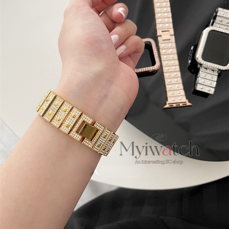 Dây Đeo Đồng Hồ Bằng Kim Loại Đính Đá Cao Cấp 2022 Cho iwatch serise 8 7 6 5 4 SE 3 2 1 45mm 41mm 40mm 44mm 42mm 38mm