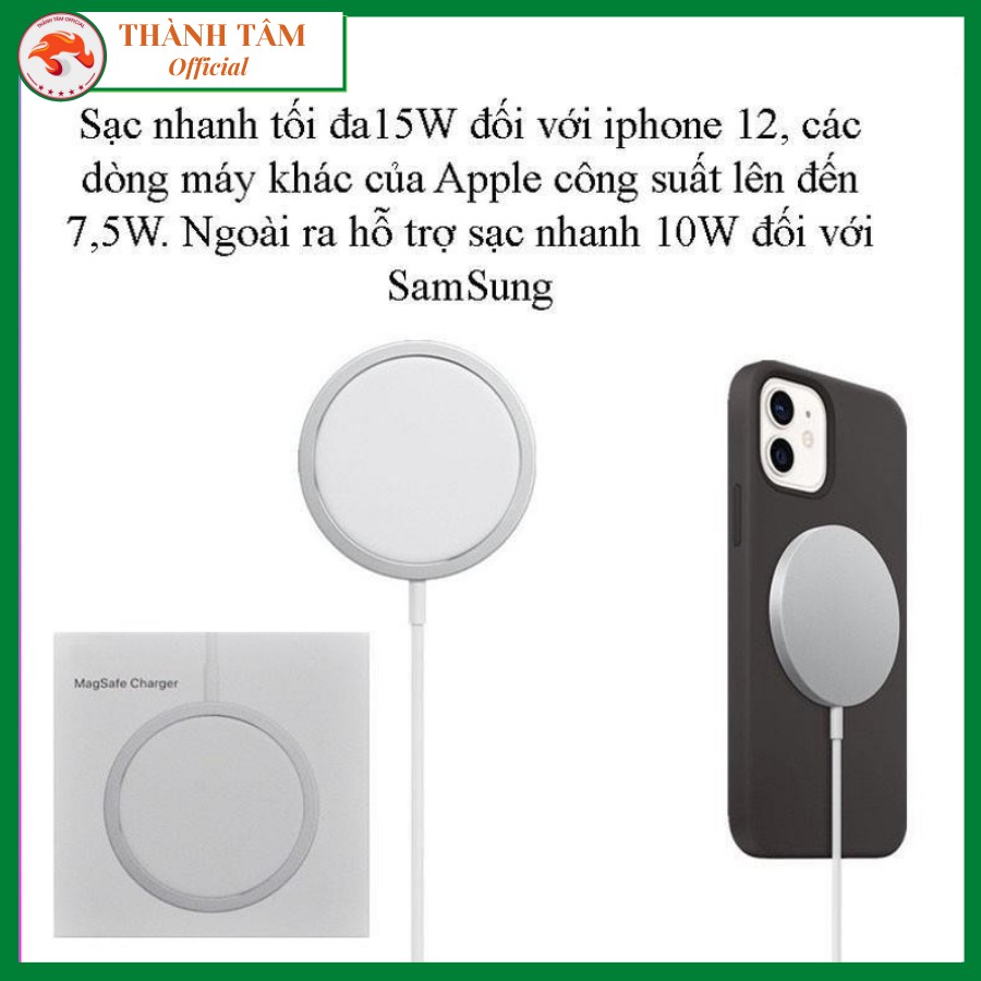 Đế sạc không dây MagSafe 15W Wireless Charger 15W Qi cho điện thoại 12, 12 Promax , Iphone 11 Samsung Huawei Oppo