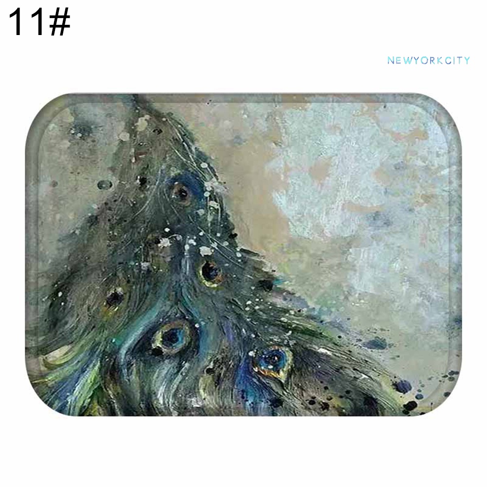 Thảm Chùi Chân Mềm Mại Chống Trượt Hình Lông Công Kích Thước 40x60cm