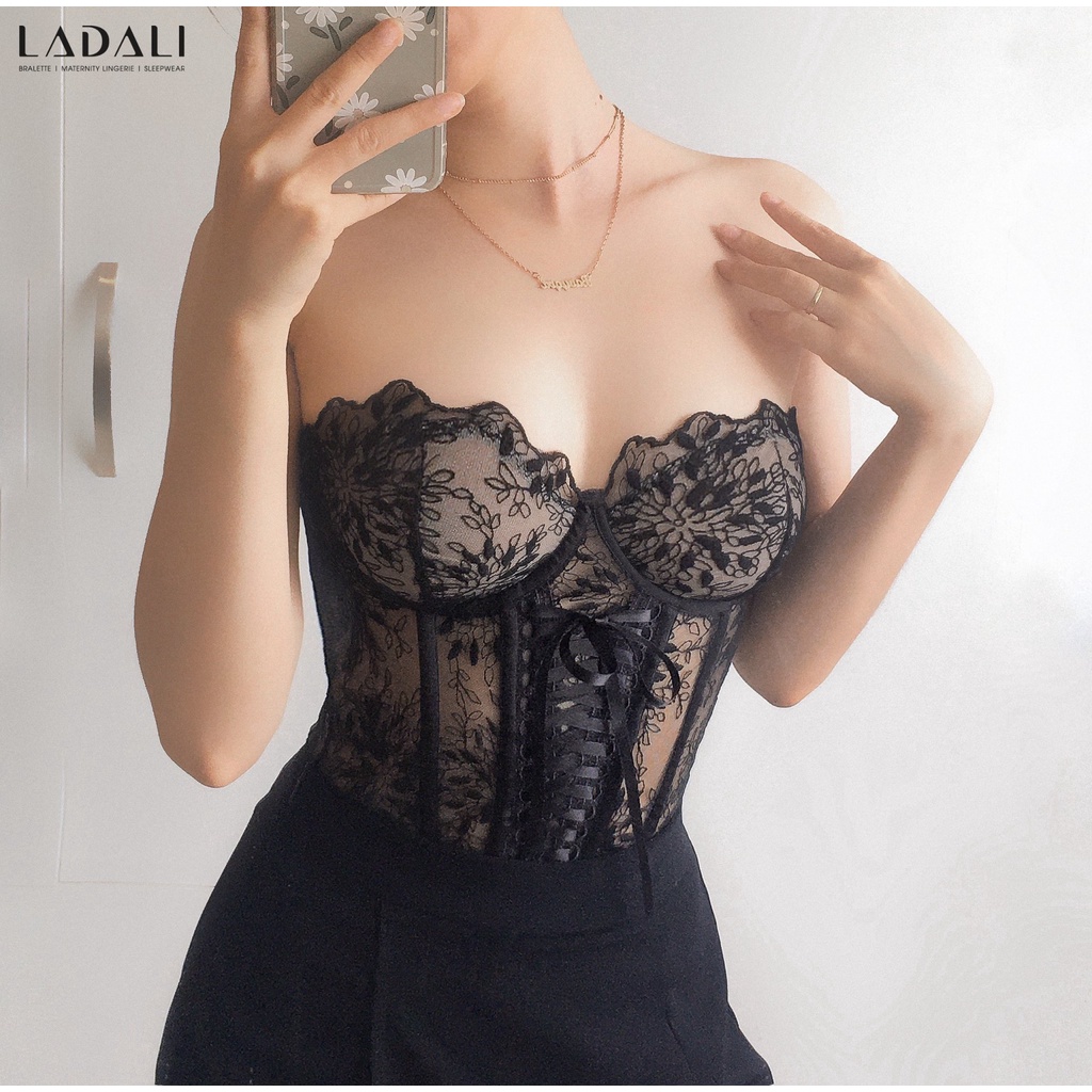 Áo Corset Bra Đồ Lót Nữ Ren Thêu Gọng Đẩy Tạo Khe Quyến Rũ Hàng Thiết Kế Ladali