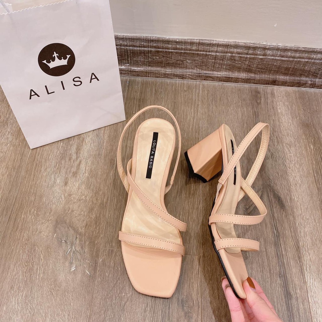 Sandal cao gót nữ quai ngang dáng hàn quốc cao 5cm - LNS2