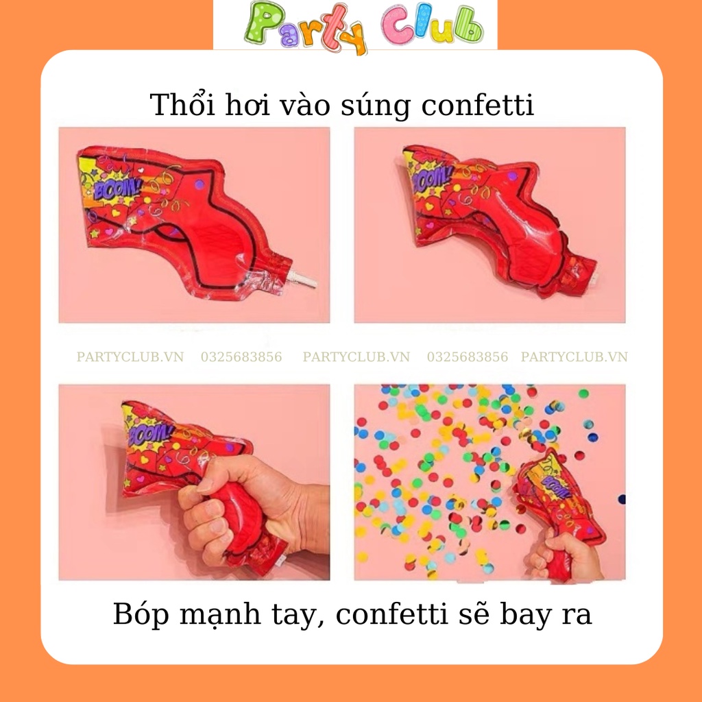 Súng bắn kim tuyến cầm tay - súng confetti dùng trong buổi tiệc