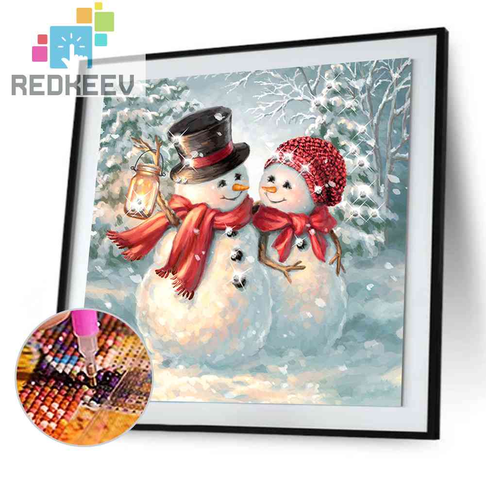 Bộ Tranh Đính Đá 5D Toàn Diện Họa Tiết Người Tuyết Giáng Sinh Độc Đáo DIY Dùng Trang Trí Nhà Cửa