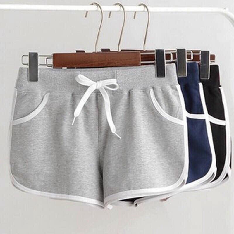 Quần short nữ cạp chun phối viền mặc ở nhà
