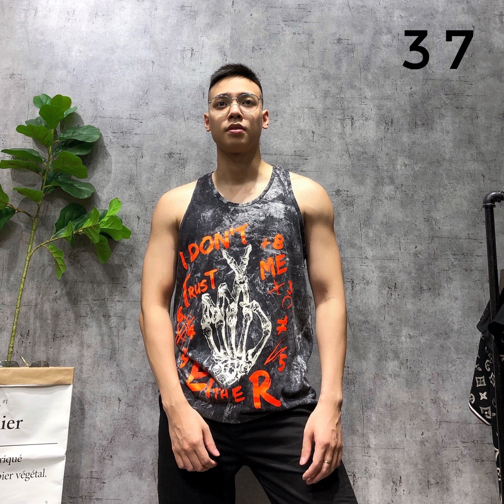 Áo ba lỗ gym unisex big size áo tanktop sát nách họa tiết đầu lâu cotton cao cấp SNTL 60 58 (Nmg)