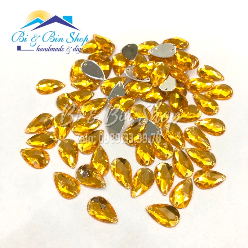 72 Viên Đá Kết Giọt Nước 11x18mm Đính Kết Trang Phục Thời Trang, Làm Phụ Kiện Handmade
