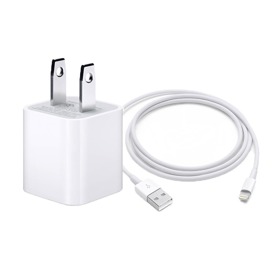 Bộ Sạc Iphone Củ Vuông Bao Gồm Củ Sạc Full Box Và Cáp Sạc Zin Bóc Máy(củ 55000₫ cáp 55000₫ Bộ 85000₫)