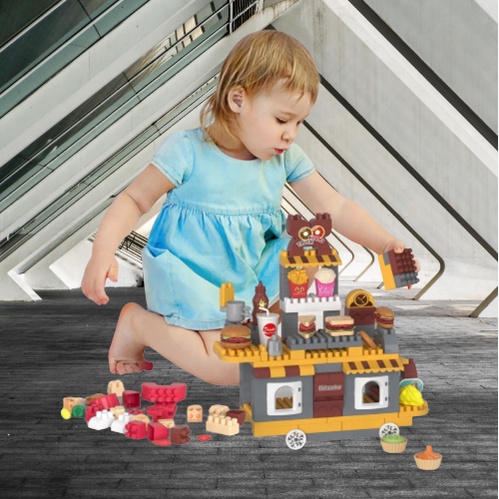 Lego xếp hình xe bán Hamburger và nhiều mẫu bánh (hàng khuyến mãi friso)