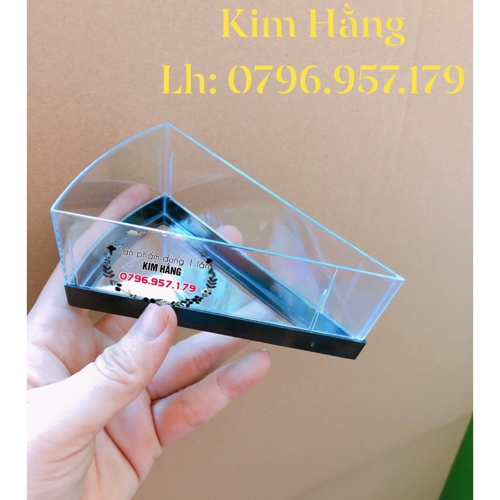Set 50 hộp tam giác mica đựng bánh lạnh , đựng mousse  , tiramisu,  đựng sữa chua 160ml