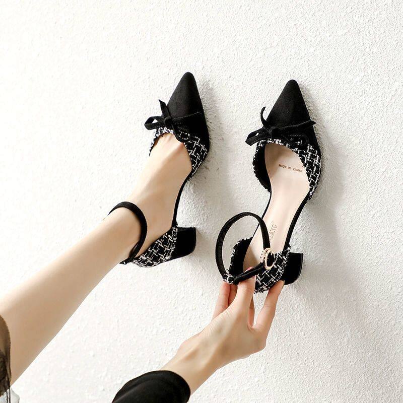 Giày Cao Gót Bít Mũi Phối Nơ Dễ Thương Đế Dày Mũi Nhọn Siêu Hot CG-0592 giaysi.vn