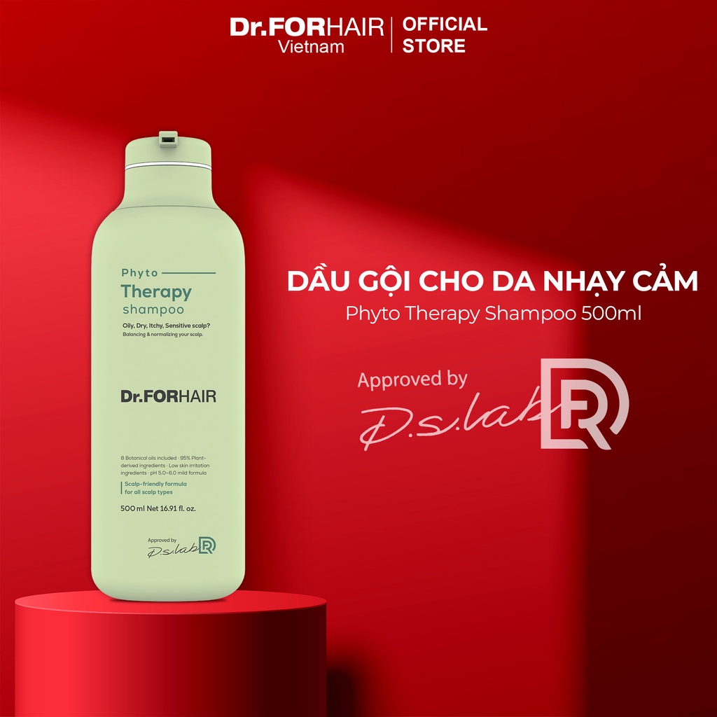 Dầu gội cho da nhạy cảm, dầu gội dưỡng tóc dịu nhẹ cho da đầu nhạy cảm Dr.FORHAIR Phyto Therapy Shampoo 500ml