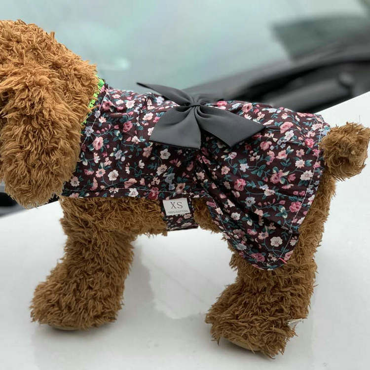 Đầm hoa đính nơ dễ thương cho thú cưng