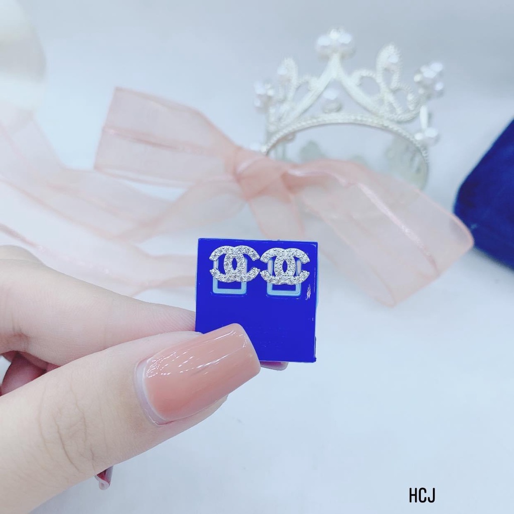 Khuyên tai nữ chữ x đính đá nhỏ chuẩn bạc ta sáng đẹp - Kho sỉ bạc Nhất Linh