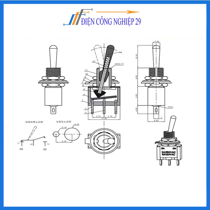 CÔNG TẮC GẠT MTS-102 2A250V 6A125V