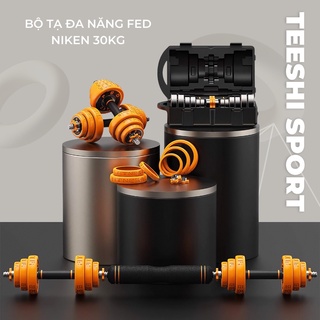 Tạ tay 30kg. Bộ Tạ Gang mạ Niken  Điều Chỉnh Đa Năng 4 IN 1 FED-8007  ( Bảo hành 12 tháng)
