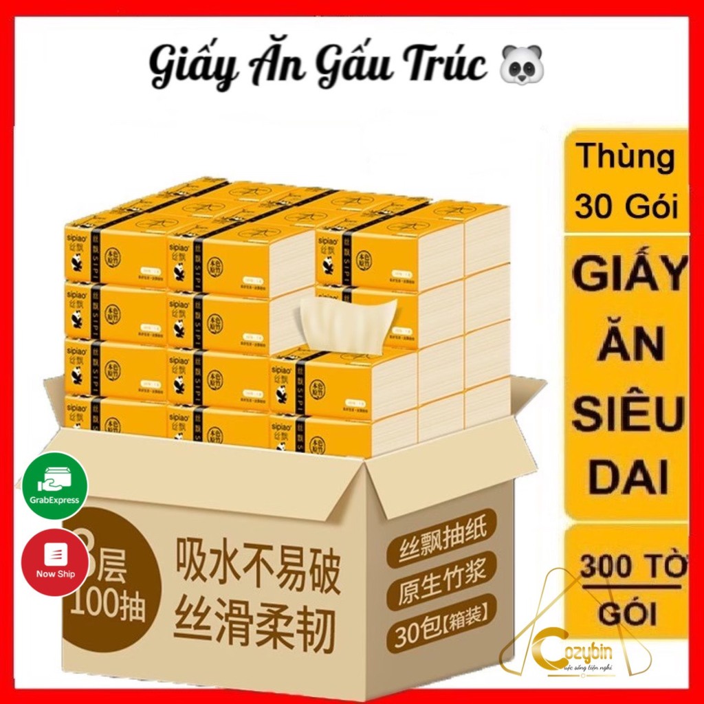 Giấy ăn gấu trúc SIPIAO loại 1 cao cấp siêu mịn không bụi an toàn cho trẻ em CozyBin