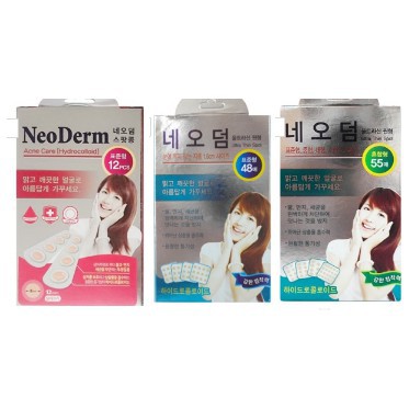 Miếng Dán Giảm Mụn Neoderm Ultra Thin Spot (Hộp 1 size-12 miếng, hộp 1 size 48 miếng, hộp 4 size 55 miếng)