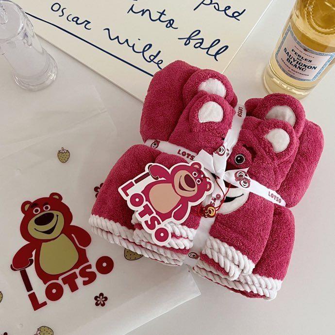 Khăn tắmkhăn tắm Khăn Tắm cotton Trơn Thấm Hút Nhanh Khô Họa Tiết Gấu Và Dâu Tây Đáng Yêu Cho Bé