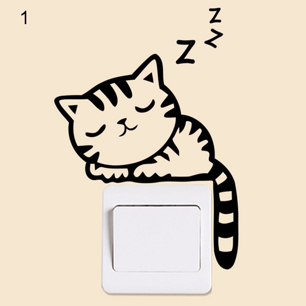 [springeven] Sticker Vinyl Dán Tường Nghệ Thuật Hình Chó Mèo Có Thể Tháo Gỡ Trang Trí Công Tắc Phòng