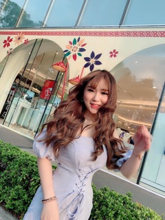 Đầm trễ vai đan dây eo rút bụng form A
