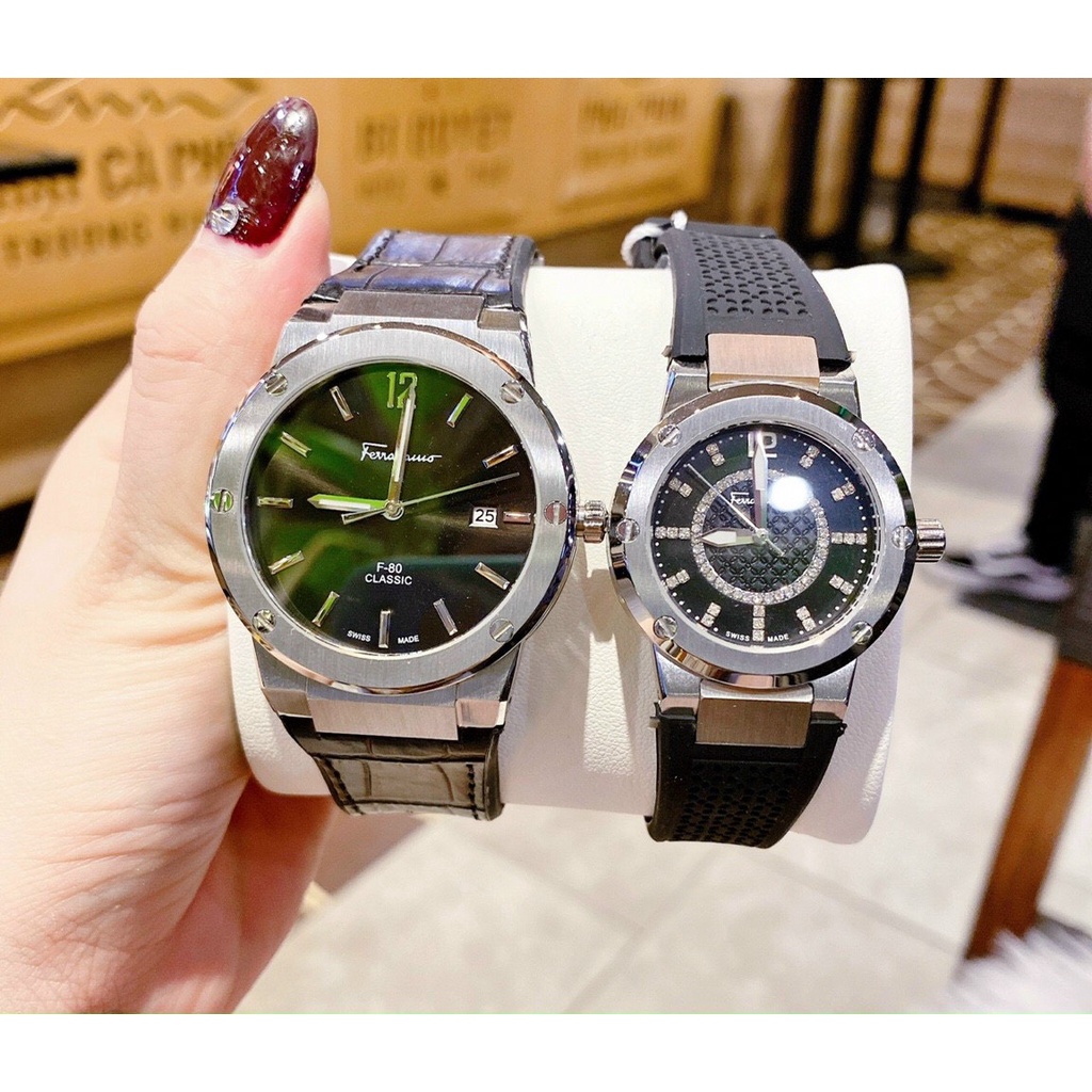 Đồng Hồ Nam Nữ Salvatore Ferragamo Classic Dây Da Cao Su Màu Đen - Size 41mm,33mm  - Máy Quartz