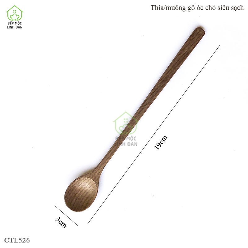 Thìa/muỗng cán dài gỗ óc chó nhập khẩu siêu sạch siêu nhẹ (CTL526) Thìa khuấy sinh tố/nước ép trái cây