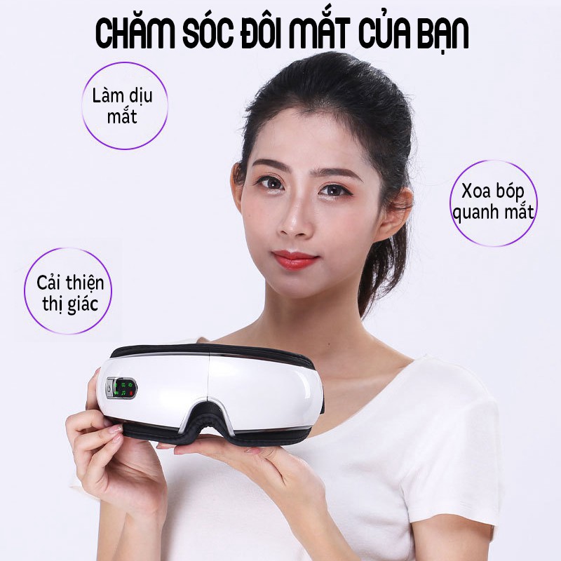 Máy massage mắt Cicico Eye Care Bluetooth kính matxa xoa dịu cơn mỏi mắt áp suất khí sưởi nóng giảm thâm quầng