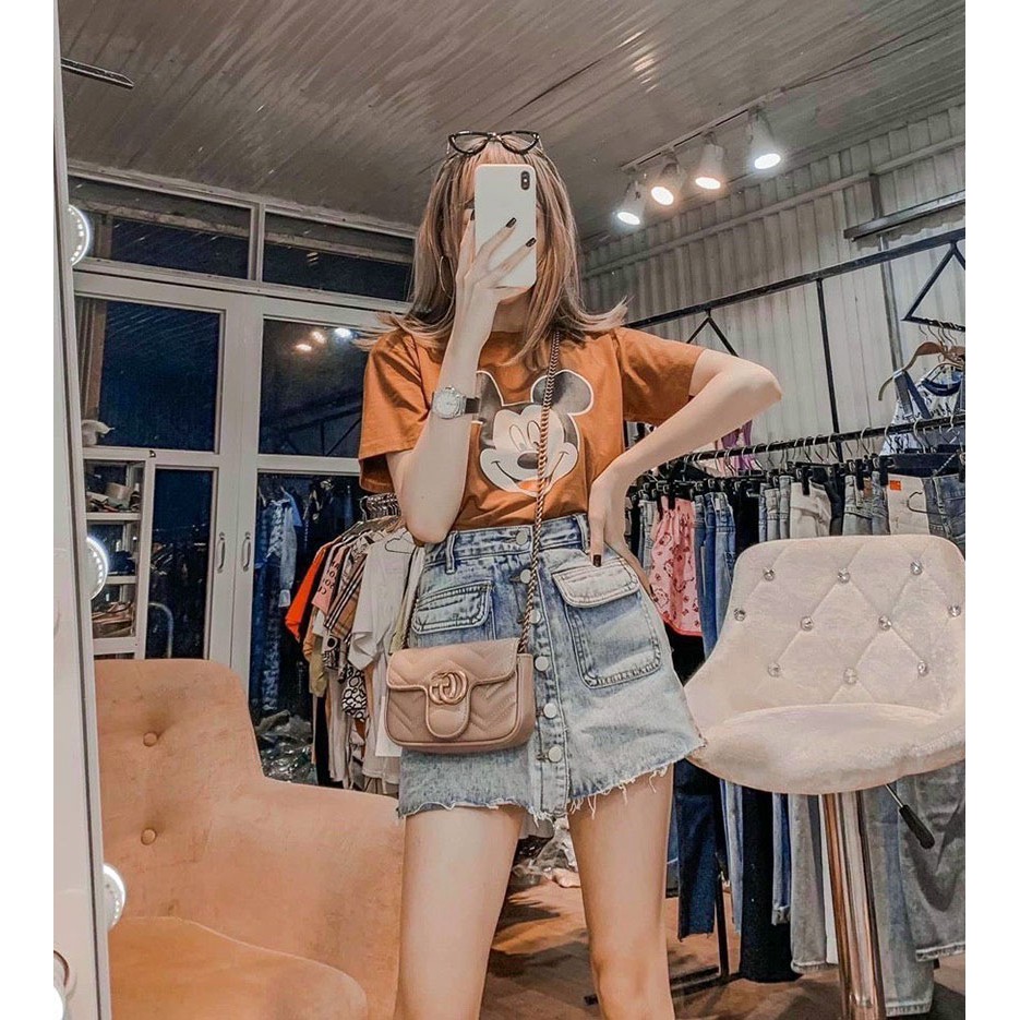[C162] [CHEAPY] Chân váy jean túi hộp có size - Chân váy jean dáng chữ A cạp cao hàng có size hot trend