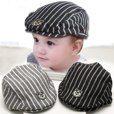 Nón bere kẻ sọc phong cách Hàn Quốc cho bé trai