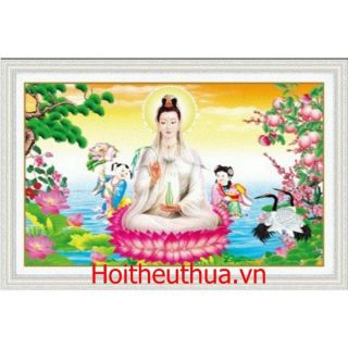 Tranh đính đá Quan Âm 70x60cm LV357