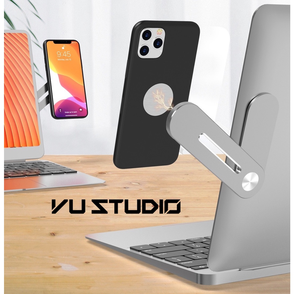 Giá đỡ điện thoại nhôm gắn laptop, màn hình máy tính, tivi tiện lợi T617 kiêm stand nam châm hít từ tính điện thoại