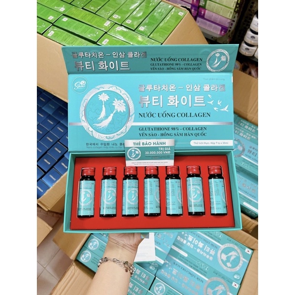 (CHÍNH HÃNG) Nước uống Collagen Glutathione 98% - Collagen yến xào hồng sâm Hàn Quốc
