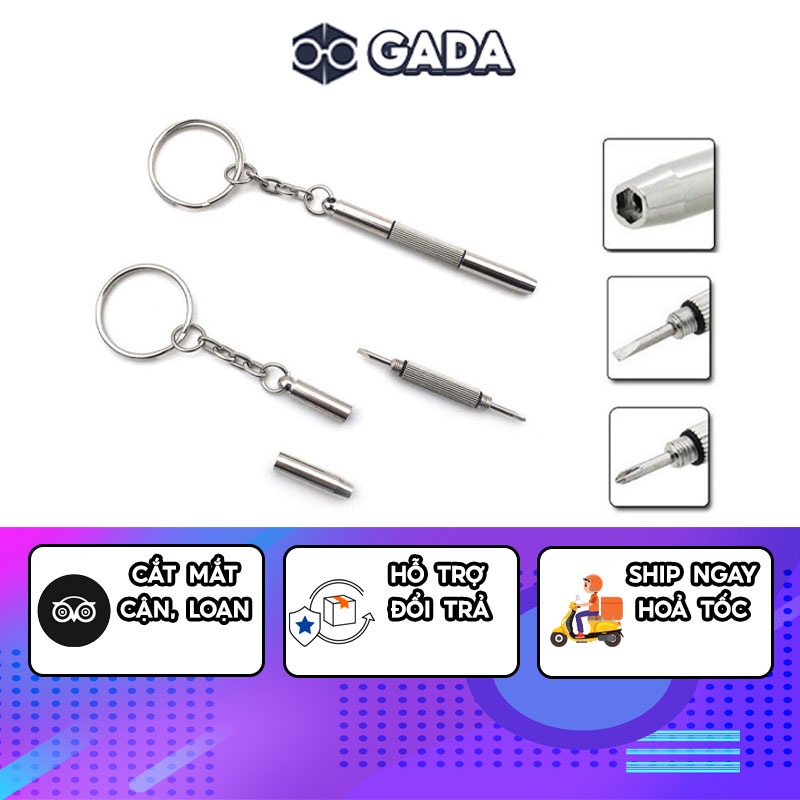 Móc Chìa Khóa Vít Vặn Ốc Sửa Kính Mắt 3 Đầu Đa Năng Cao Cấp Gada