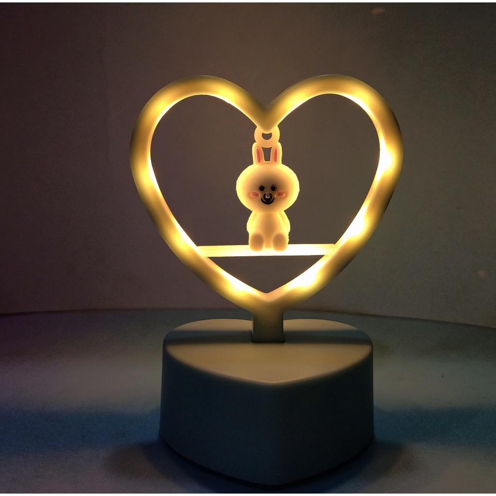 đèn led tim tròn gấu brown thỏ cony vịt sally DLT9 dễ thương cute  idolhoạt hình