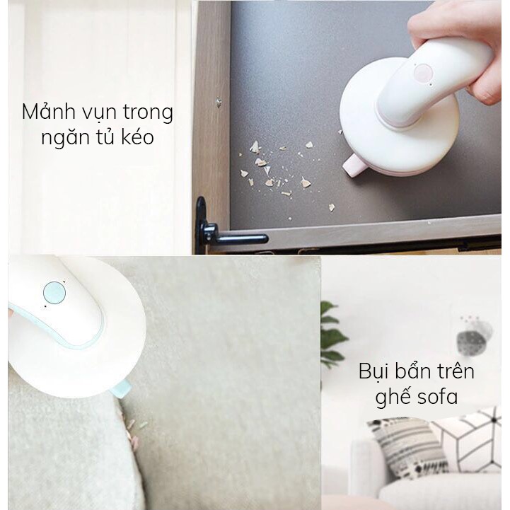 Máy hút bụi mini cầm tay, tiện dụng trong văn phòng, oto, gia đình, tặng kèm đầu hút nhỏ và chổi quét, mẩu mới 2021 | BigBuy360 - bigbuy360.vn