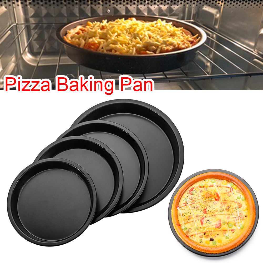 Chảo nướng bánh pizza bằng thép carbon chống dính màu đen cao cấp tiện dụng