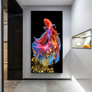 Tranh treo tường trang trí cá betta đẹp chất liệu bóng kiếng hoặc vải canvas 202003221841239286053