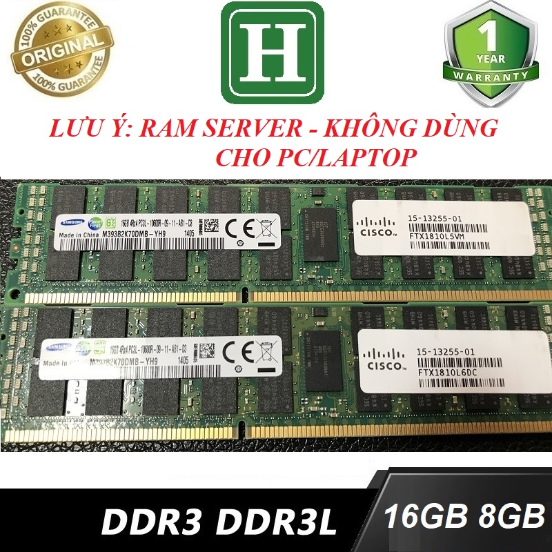 Ram Server DDR3 16GB ECC REG bus 1600 và một số loại khác, hàng zin tháo máy chính hãng, bảo hành 1 năm