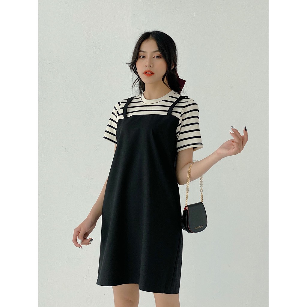TUBYCATU | Đầm yếm đen + thun sọc | BigBuy360 - bigbuy360.vn