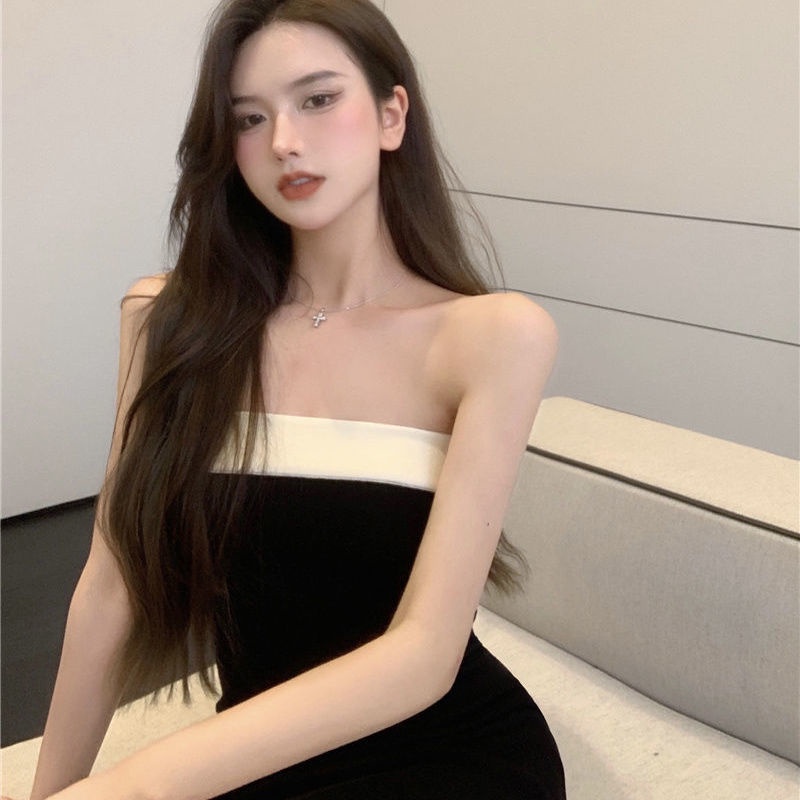 Váy bó dệt kim sexy không tay co giãn Quần áo thời trang nữ đa năng