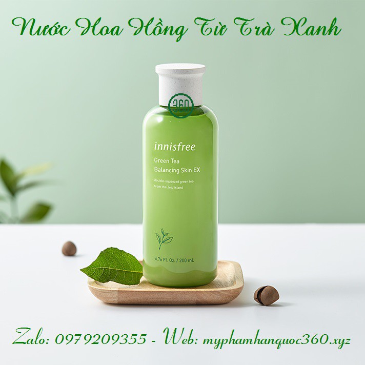 [HSD: 2024] Nước Hoa Hồng Trà Xanh Cho Da Hỗn Hợp Innisfree Green Tea Balancing Skin Ex. 200ml