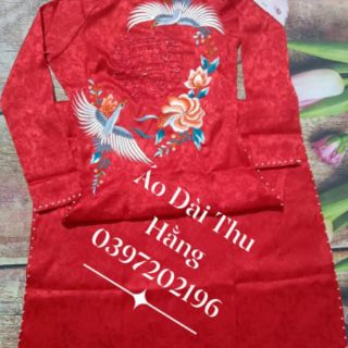 Áo dài gấm tơ đỏ 2tà