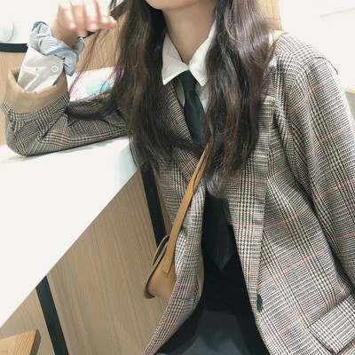 Ảnh thật 5 hình cuối-Áo blazer kẻ caro thời trang Hàn Quốc