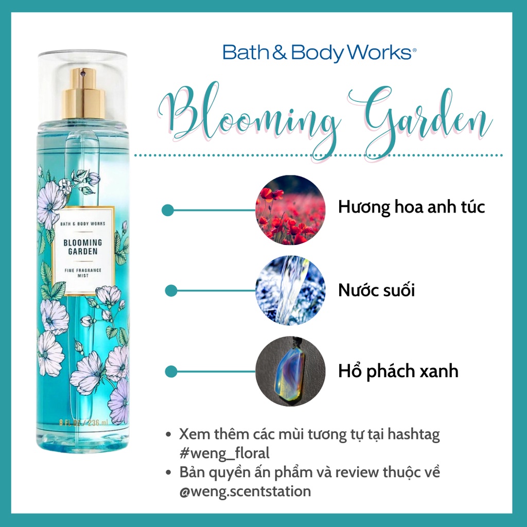 Xịt thơm toàn thân Bath &amp; Body Works mùi Blooming Garden