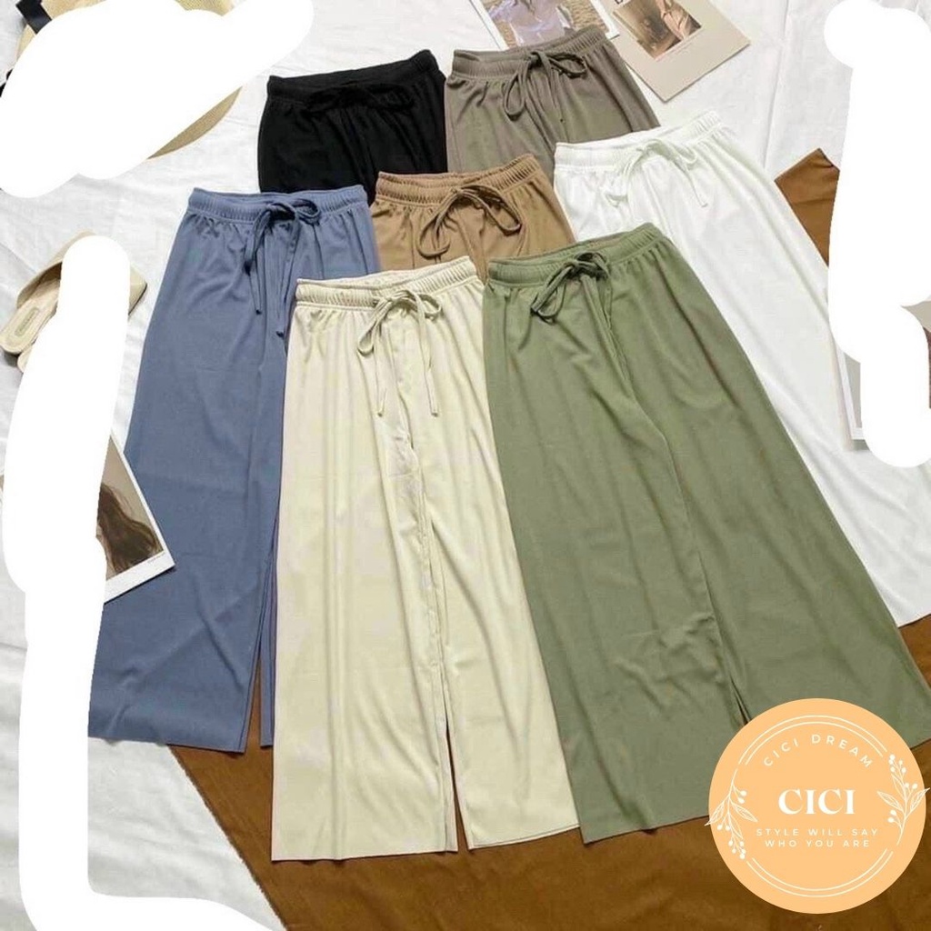 Quần nữ suông ống rộng cotton tăm Culottes trơn nhiều màu, quần tăm ống rộng nữ dáng suông siêu mát