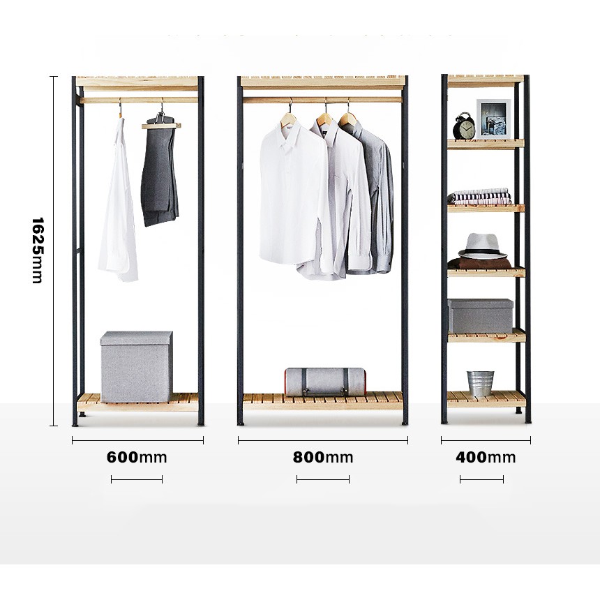 COMBO TỦ TREO QUẦN ÁO HÀN QUỐC GỖ KHUNG SẮT - COMBO IRON -  NỘI THẤT CĂN HỘ | BigBuy360 - bigbuy360.vn